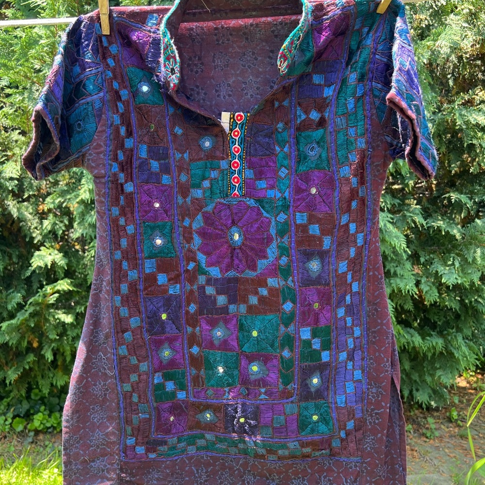 Purple Embroidered Tunic, Kurti, vintage top